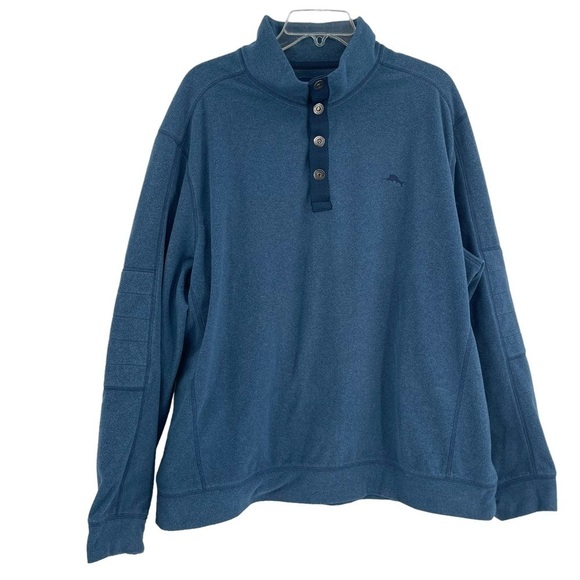 Tommy Bahama Men’s Quarter Snap Mock Neck Pullover  XL Blue Fleece Collared - Picture 1 of 9